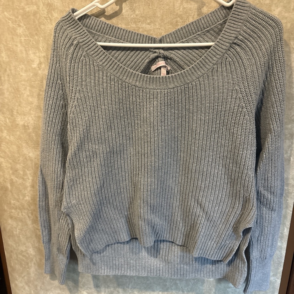 Victoria’s Secret Off Shoulder Cropped Knit Sweater Gray Size S Coquette